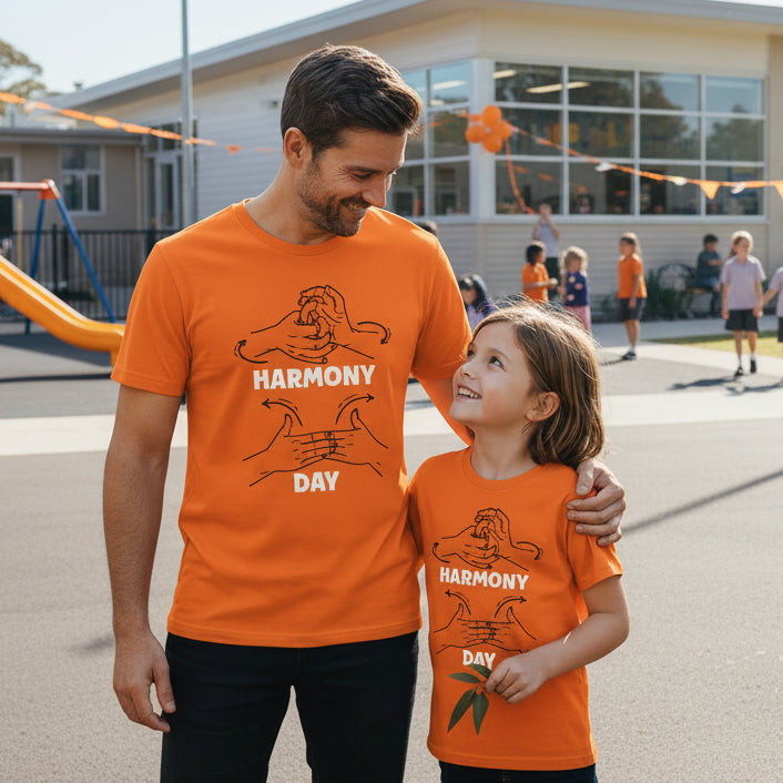 AUSLAN Harmony Day T-Shirt, ALL SIZES, Harmony Day - 21st March, Orange Be Kind Shirt, Everyone Belongs, Australian Sign Language