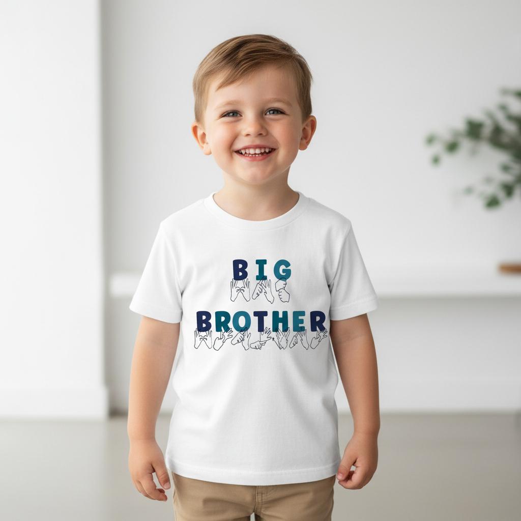 Auslan Big Brother T-Shirt | More Colours | Sign Language Sibling Tee | ASL Inspired Pregnancy Announcement