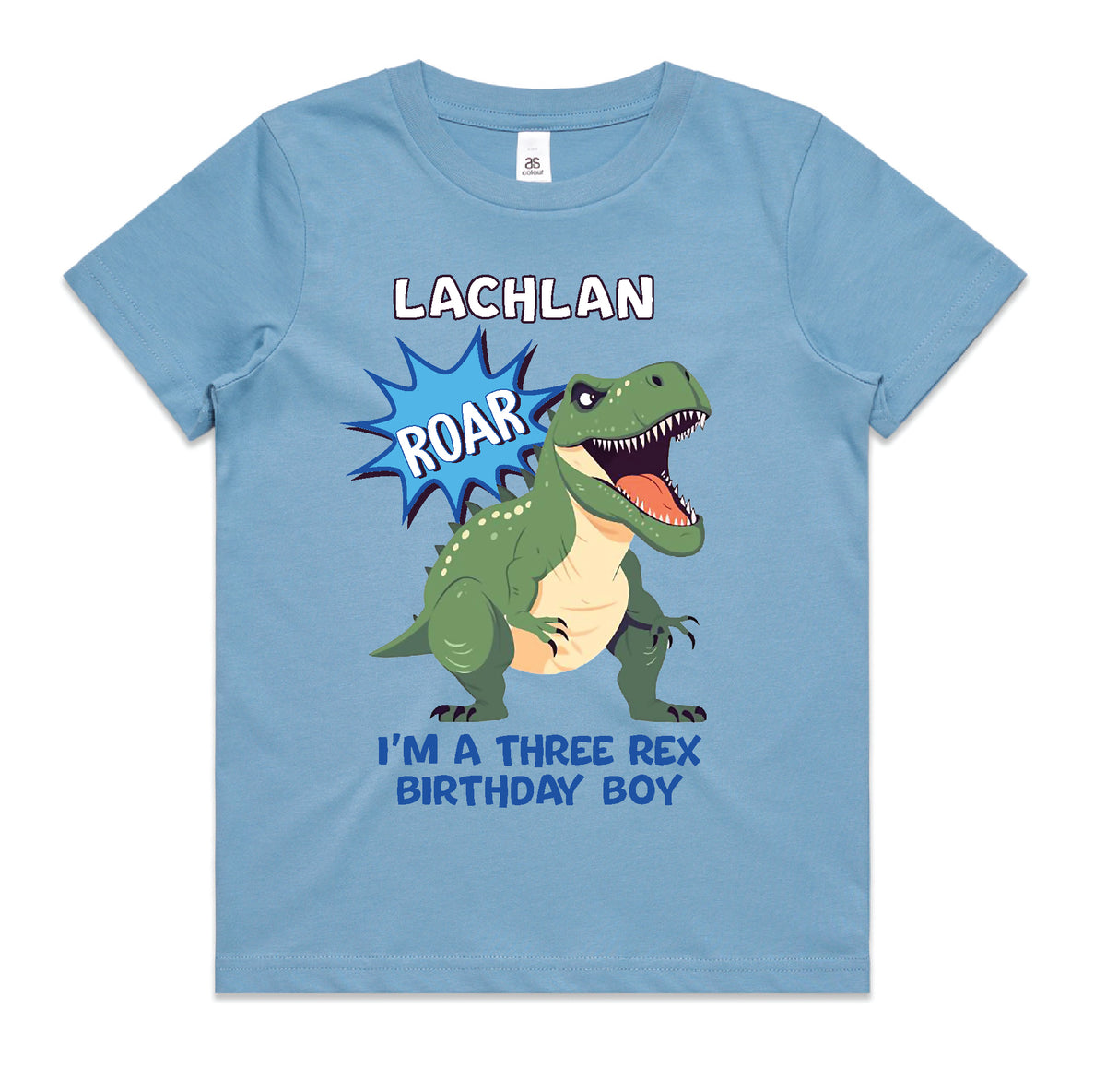 Custom Name Roar I&#39;m A Three Rex Birthday Boy (MORE COLOURS &amp; STYLES)