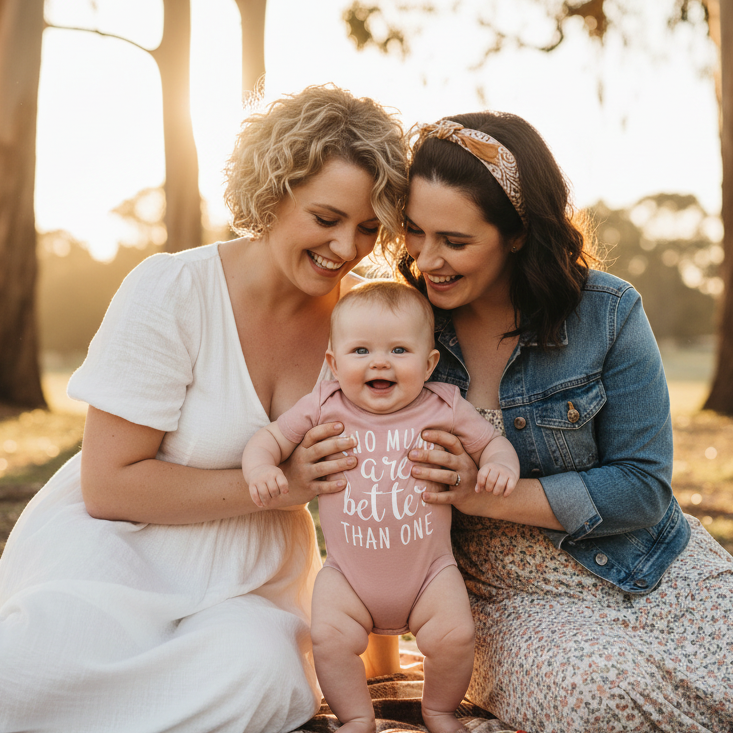 Two Mums Are Better Than One Baby Bodysuit | LGBTQ Infant Tee | DTF Printed Australia