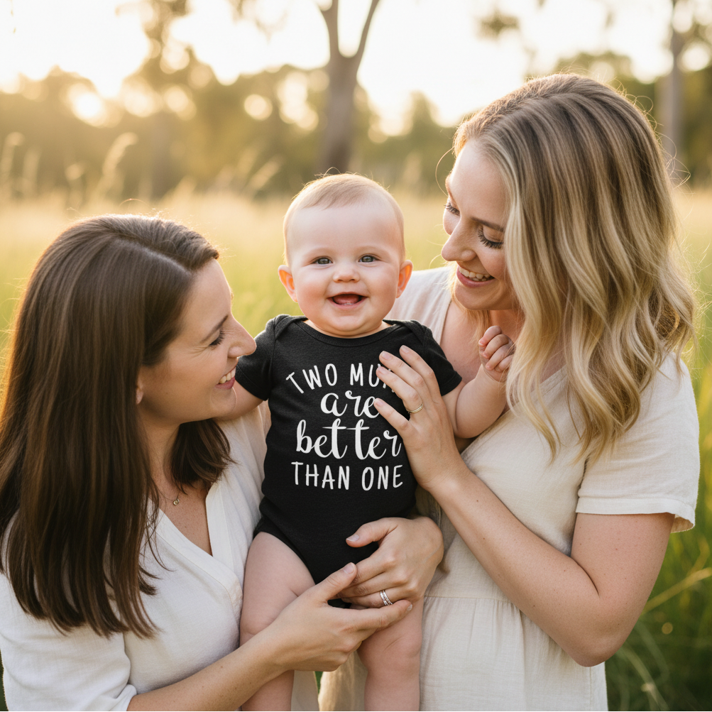 Two Mums Are Better Than One Baby Bodysuit | LGBTQ Infant Tee | DTF Printed Australia