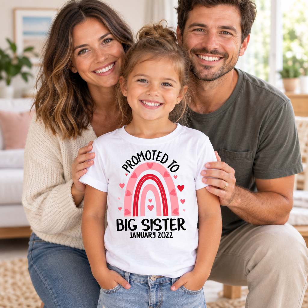 Promoted To Big Sister T-Shirt - Personalised Date