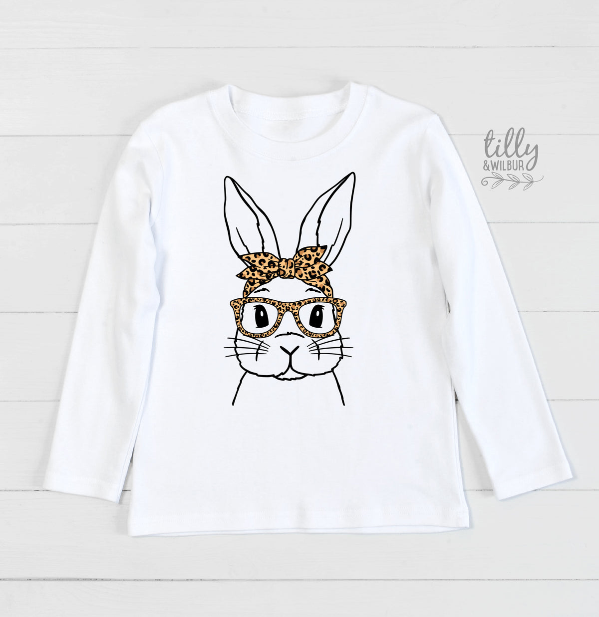 Leopard Bunny Easter Shirt | Women &amp; Girls Easter Bunny Shirt | Cute Easter Outfit | Bunny Glasses Easter Tee