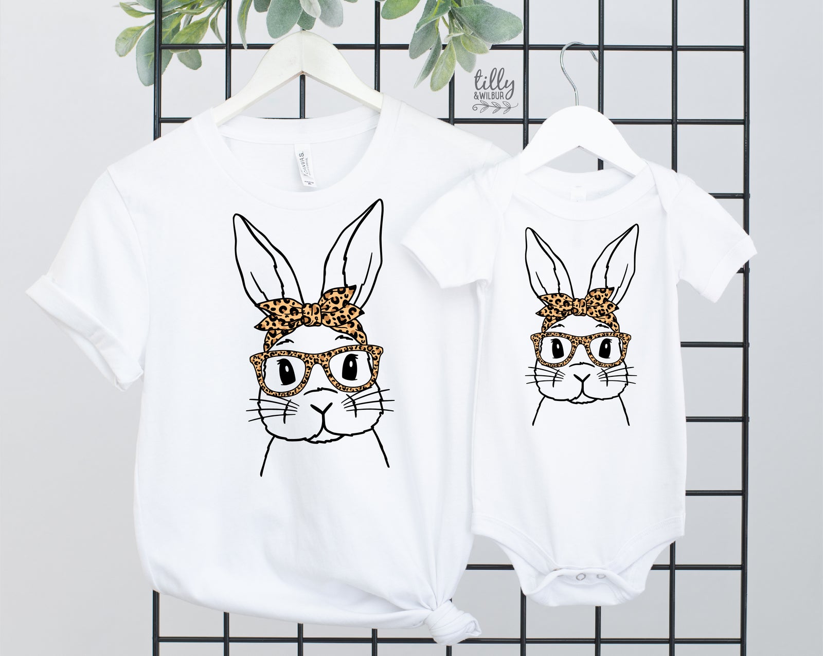 Leopard Bunny Easter Shirt | Women & Girls Easter Bunny Shirt | Cute Easter Outfit | Bunny Glasses Easter Tee