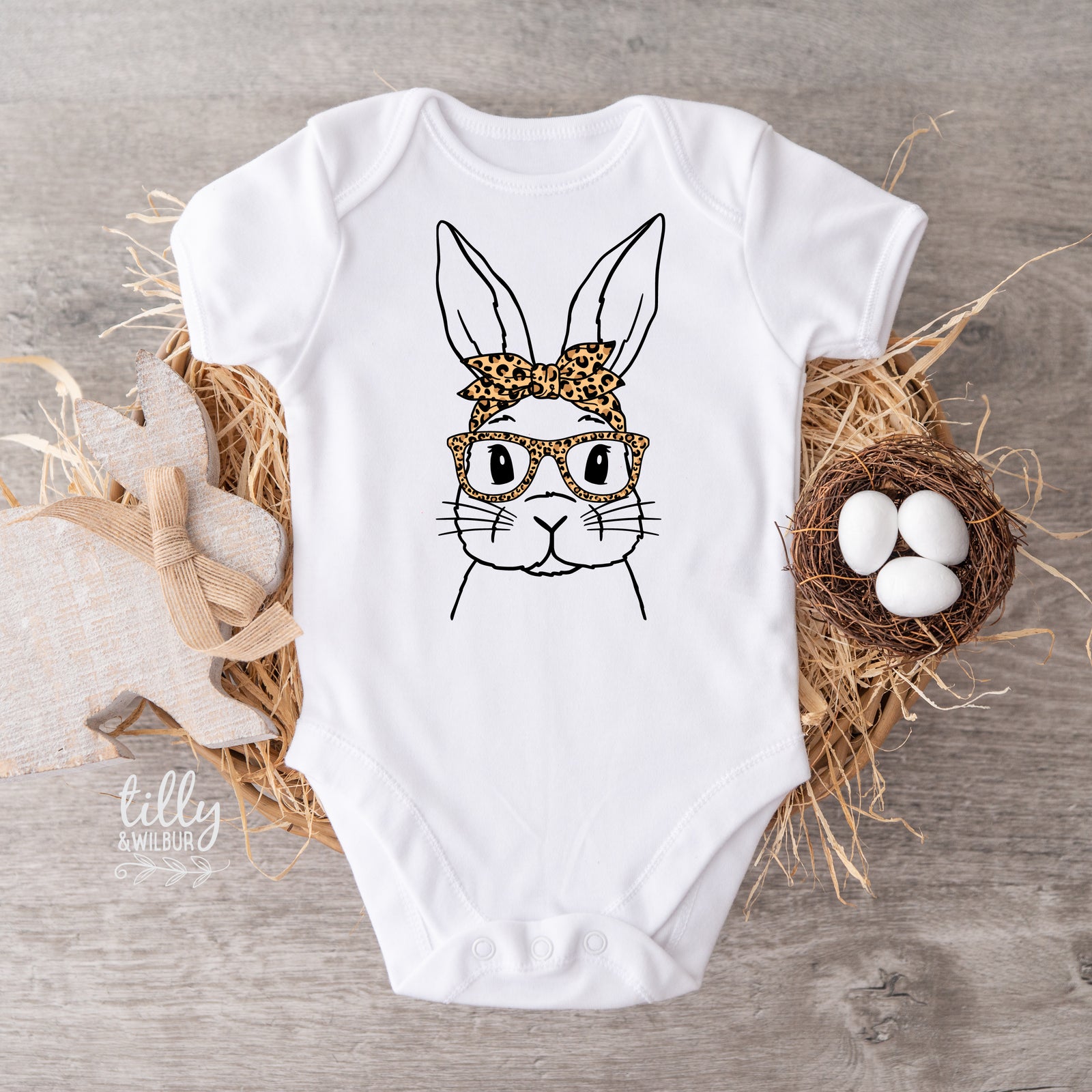 Leopard Bunny Easter Shirt | Women & Girls Easter Bunny Shirt | Cute Easter Outfit | Bunny Glasses Easter Tee