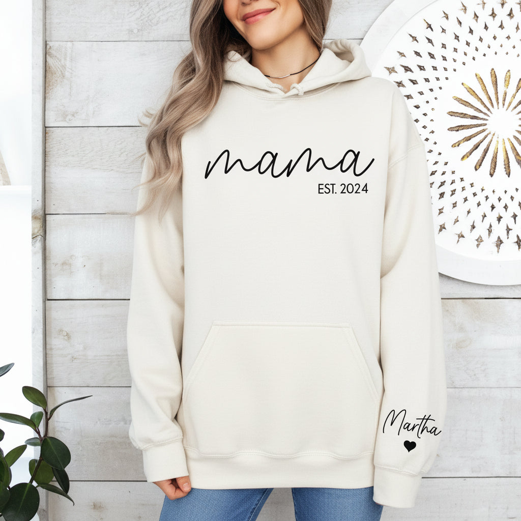 personalised mama hoodie est year sleeve name custom mum sweatshirt australia black pink ecru