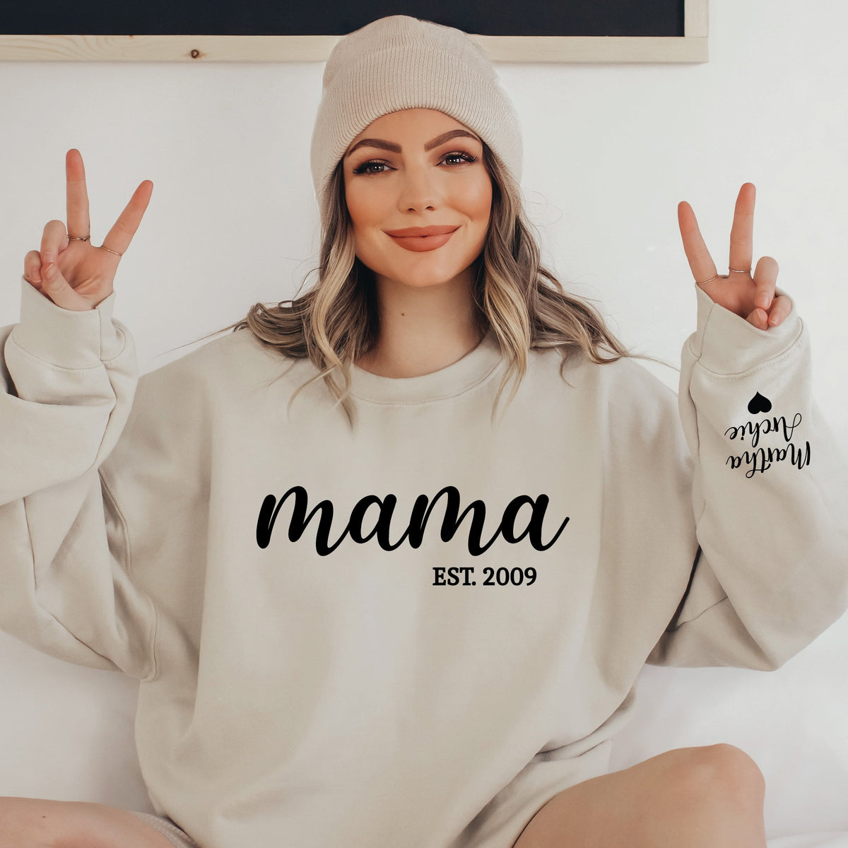 personalised mum sweatshirt Australia mama est year jumper beige