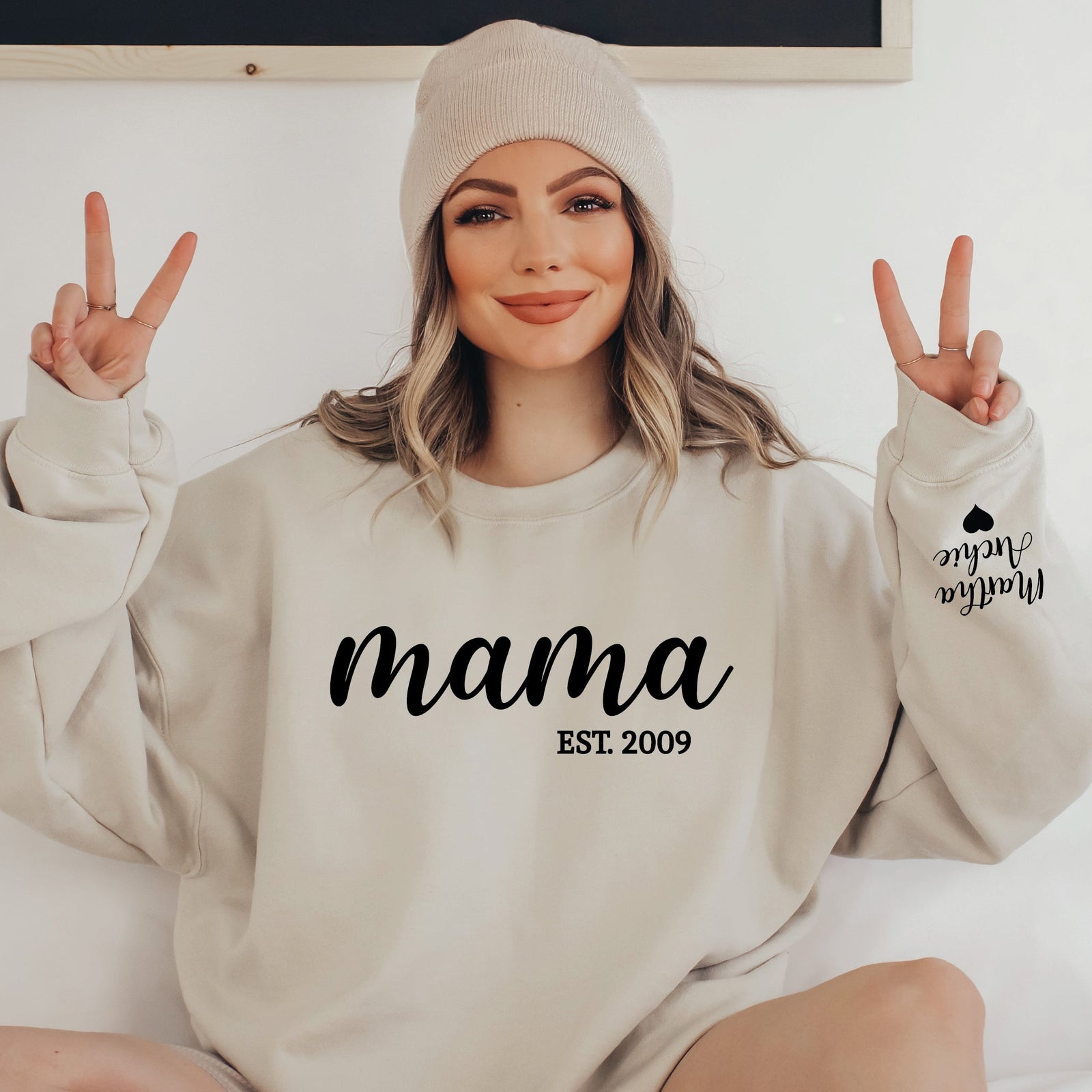 personalised mum sweatshirt Australia mama est year jumper beige