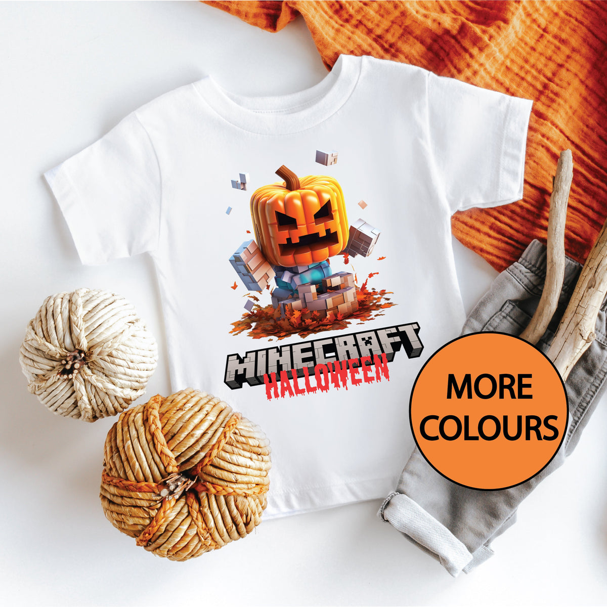 MINECRAFT HALLOWEEN DESIGN, PRINTED ON A COTTON SHIRT