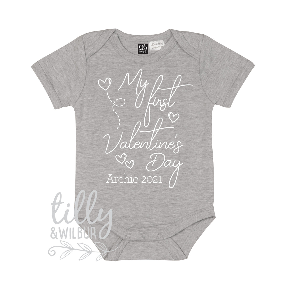 Personalised My First Valentine&#39;s Day Baby Bodysuit, Add the Name and Year!