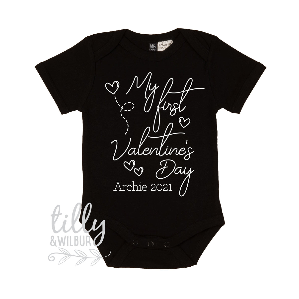 Personalised My First Valentine&#39;s Day Baby Bodysuit, Add the Name and Year!