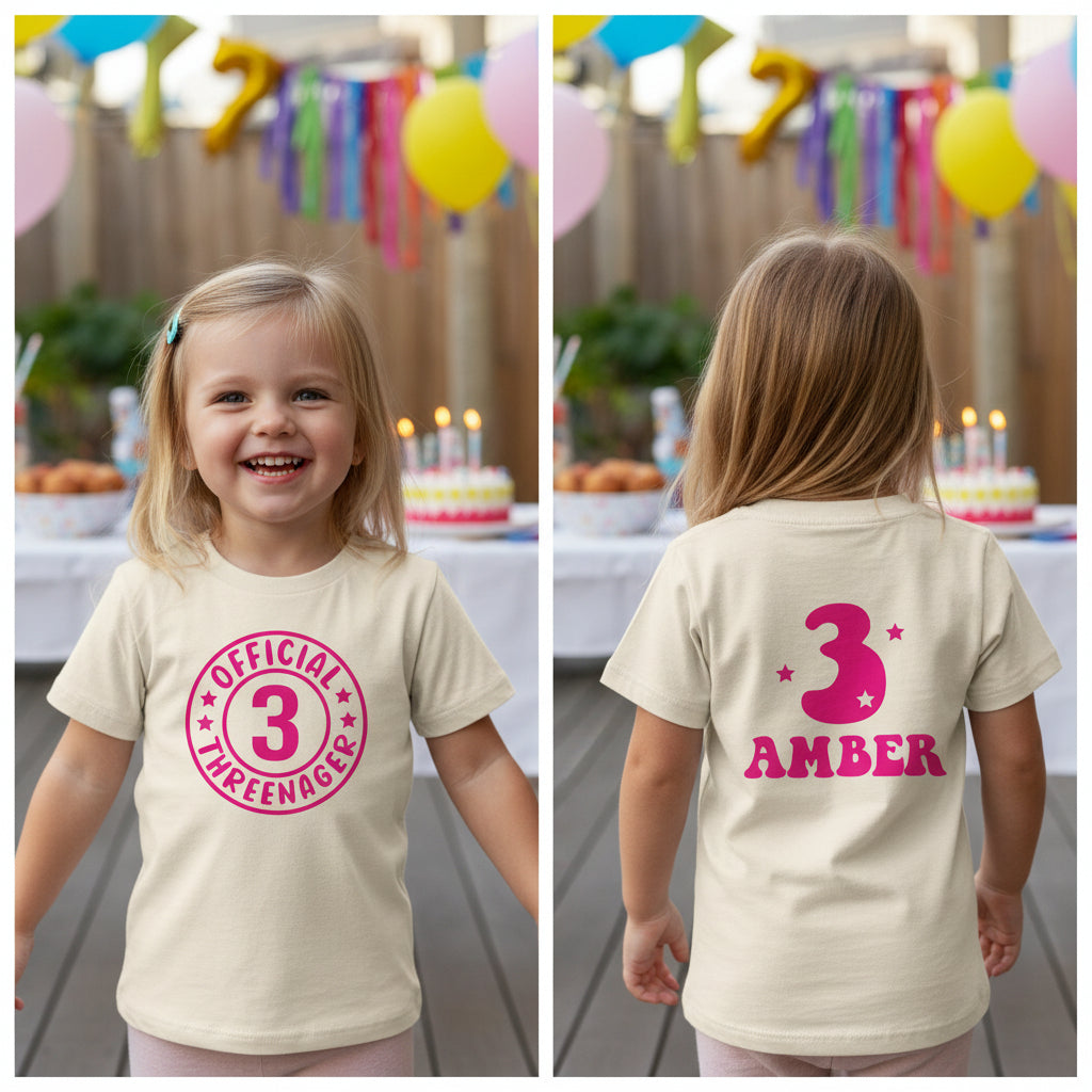 Official Threenager With Custom Back Print
