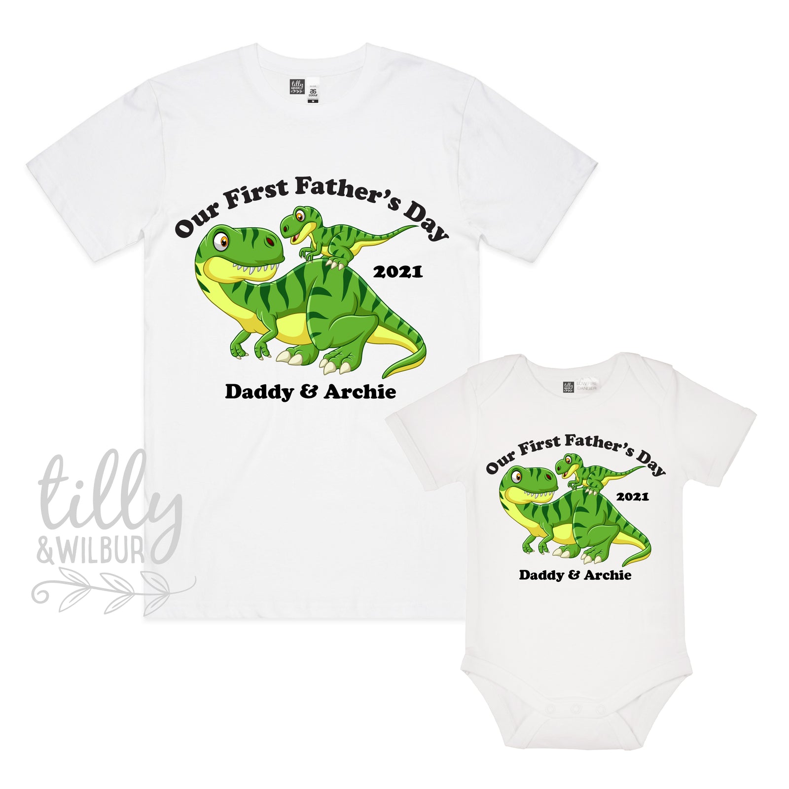 Our First Father's Day Dinosaur Matching Tee & Bodysuit