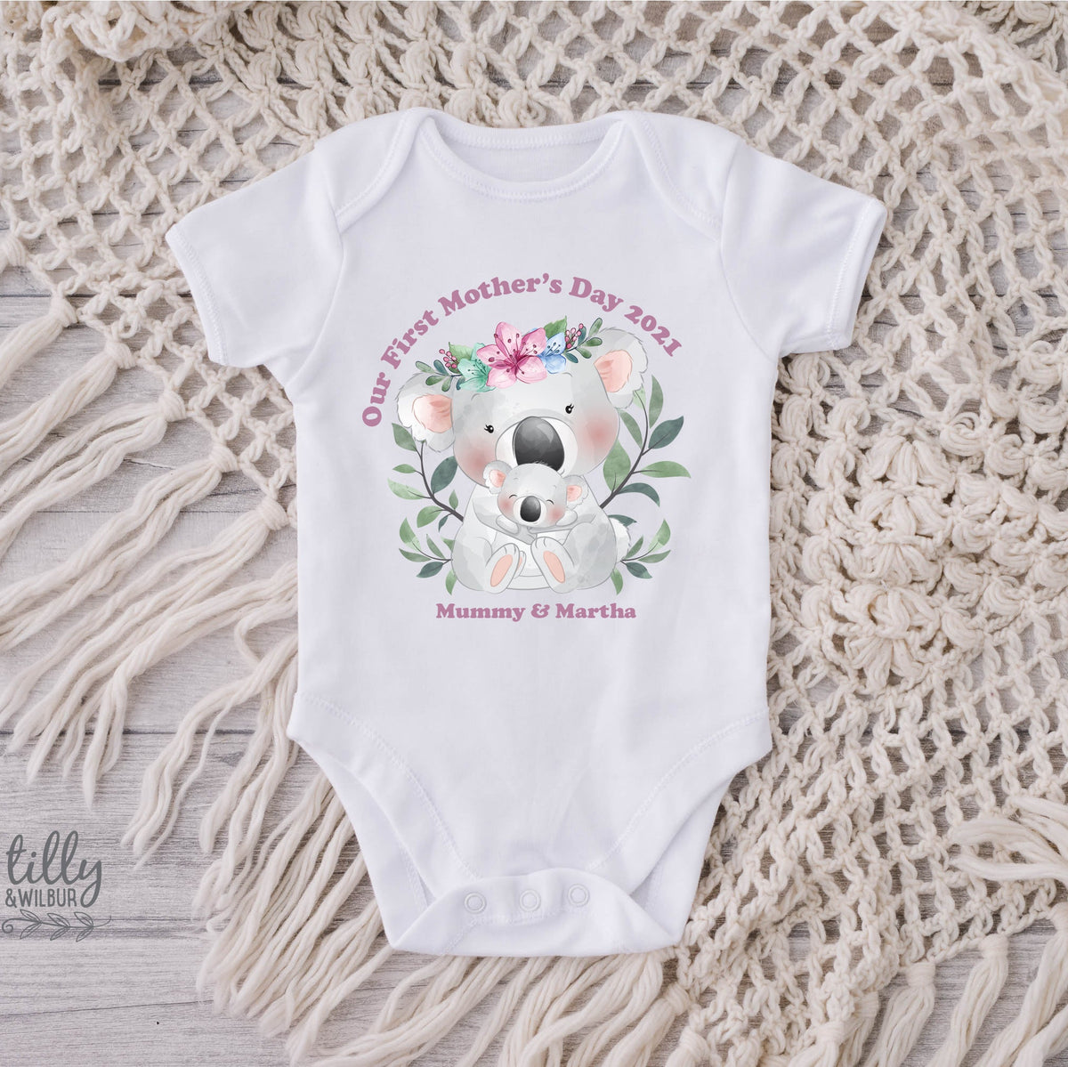 Our First Mother’s Day Matching Shirts | Mum and Baby Outfit | Personalised Koala Design | First Mother’s Day Gift