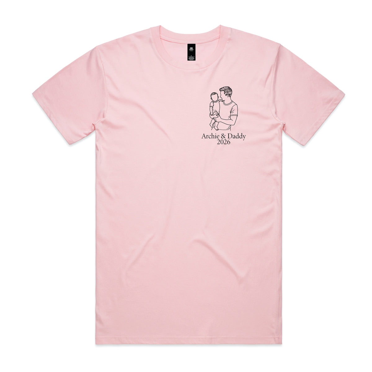 Personalised Dad T-Shirt – Line Art Father & Child Names Tee