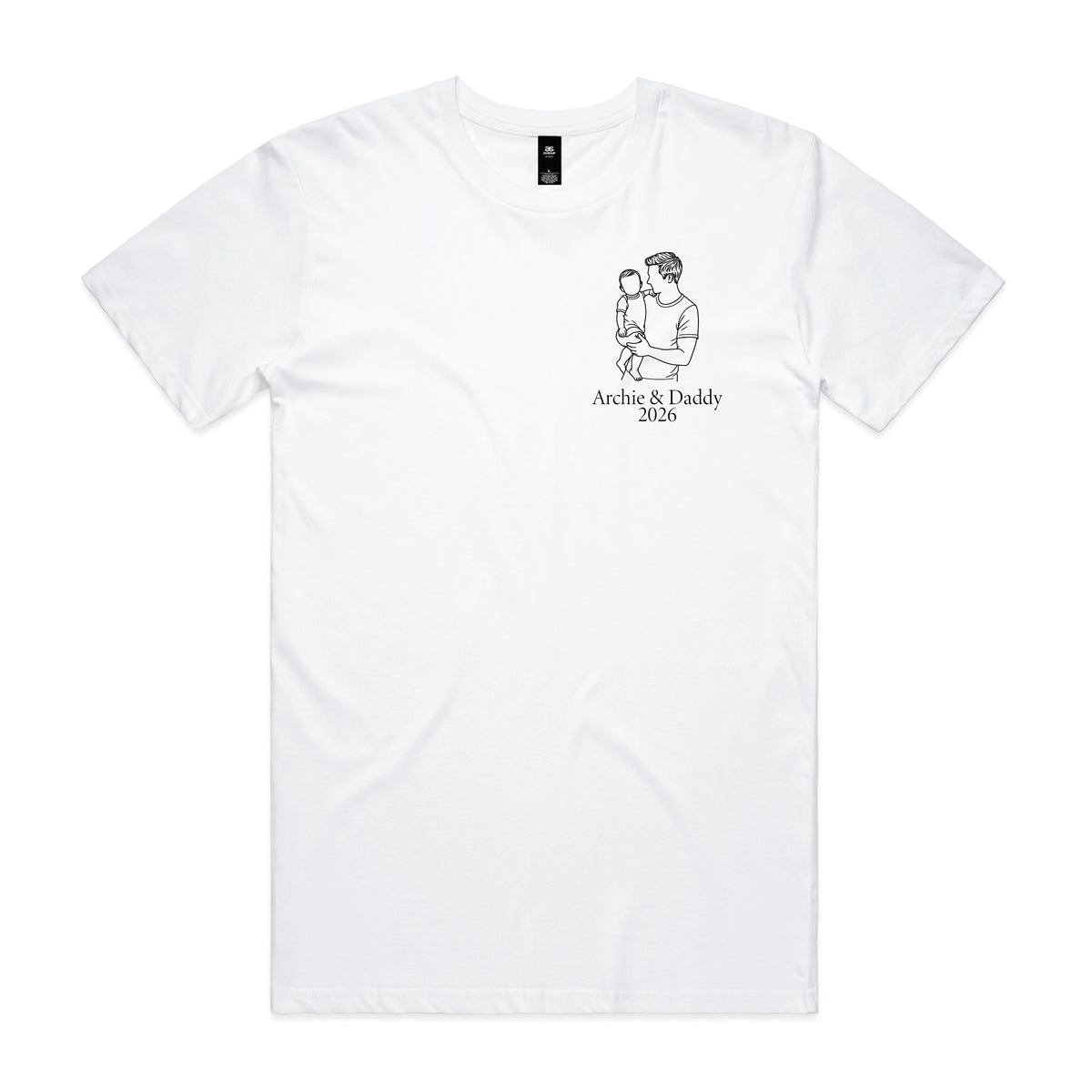 Personalised Dad T-Shirt – Line Art Father & Child Names Tee