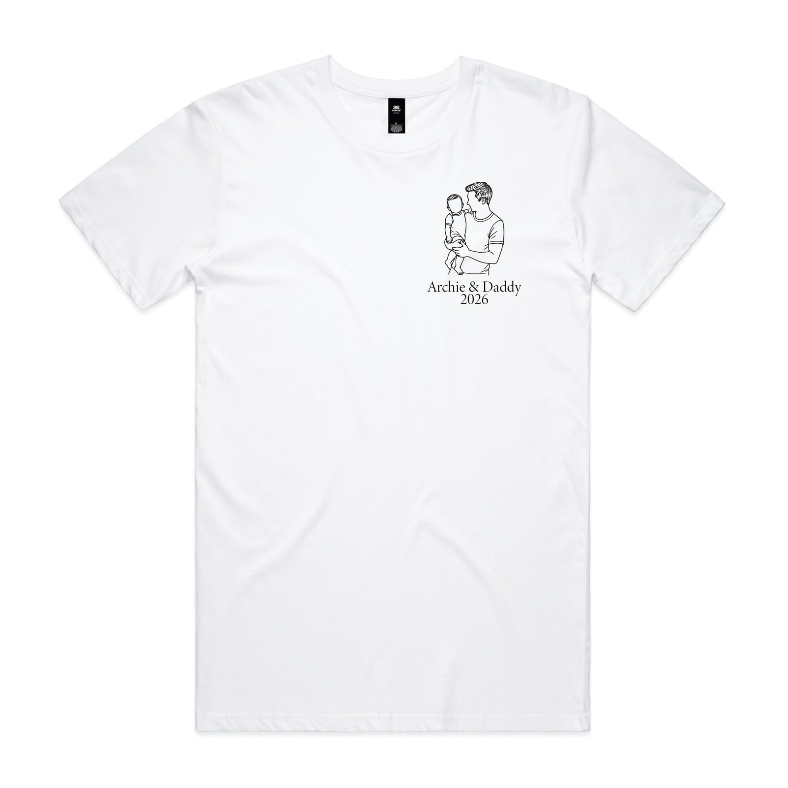 Personalised Dad T-Shirt – Line Art Father & Child Names Tee