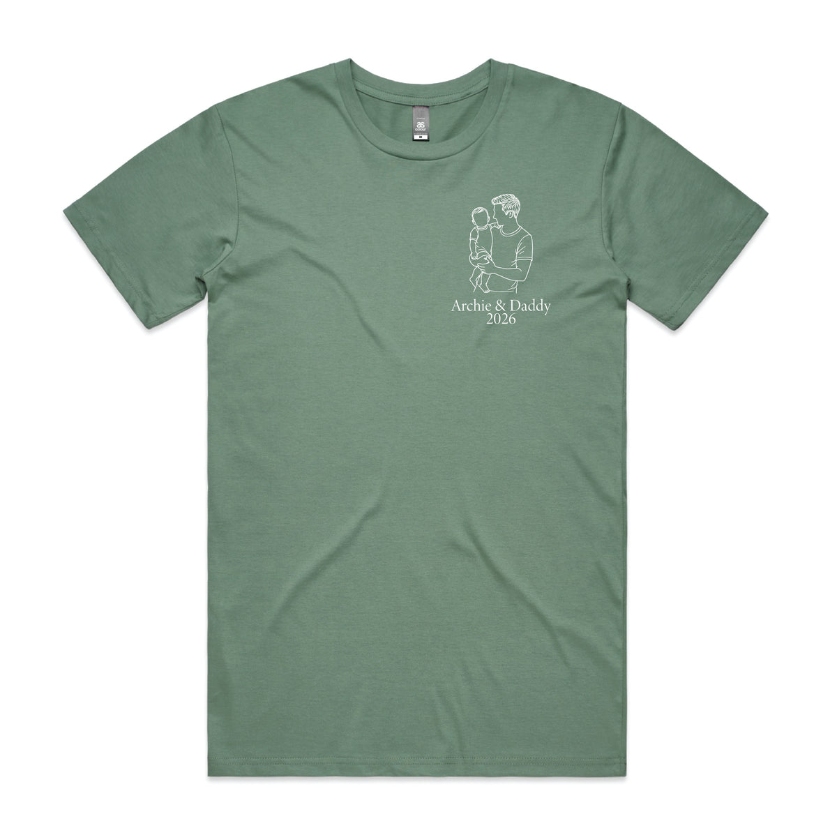 Personalised Dad T-Shirt – Line Art Father & Child Names Tee