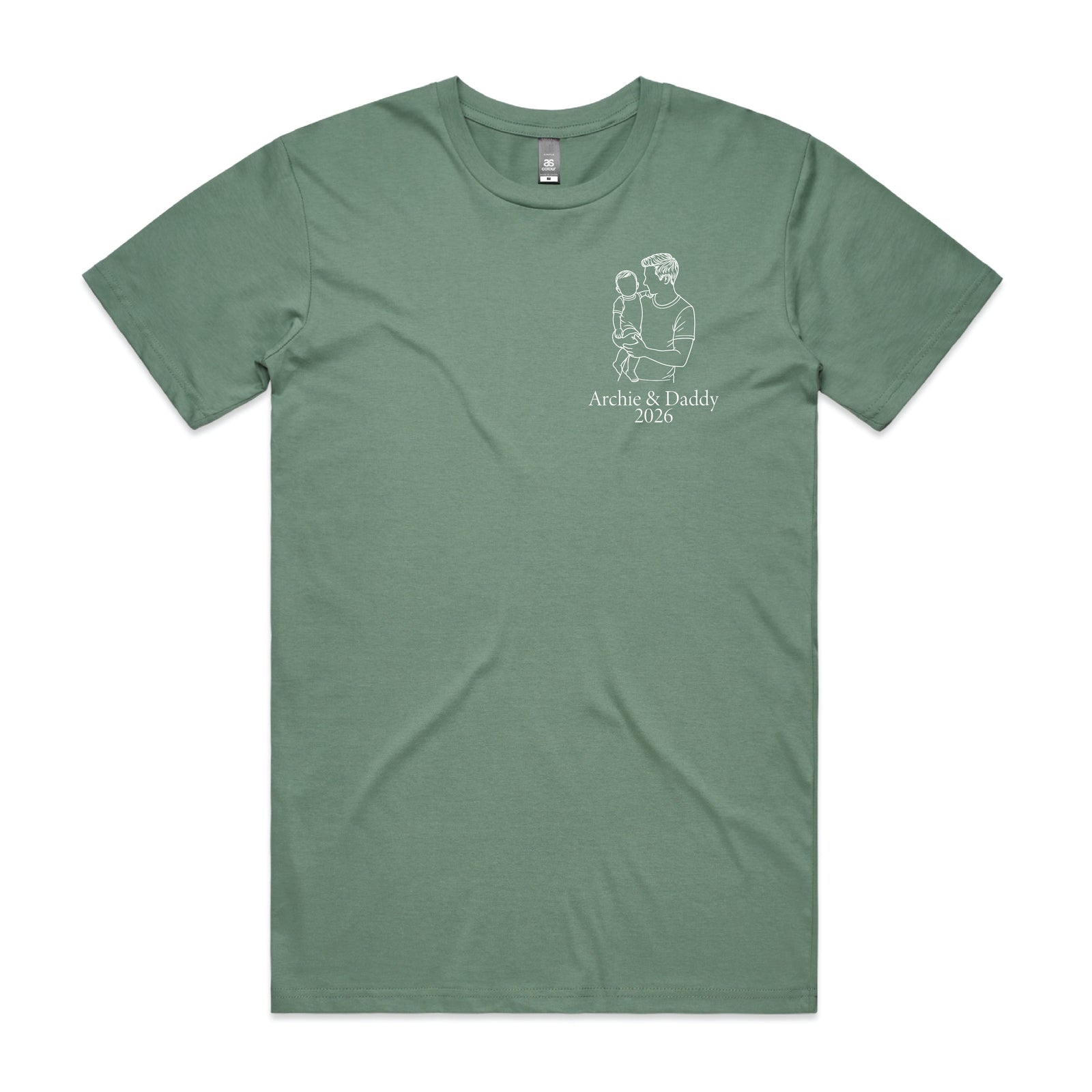 Personalised Dad T-Shirt – Line Art Father & Child Names Tee