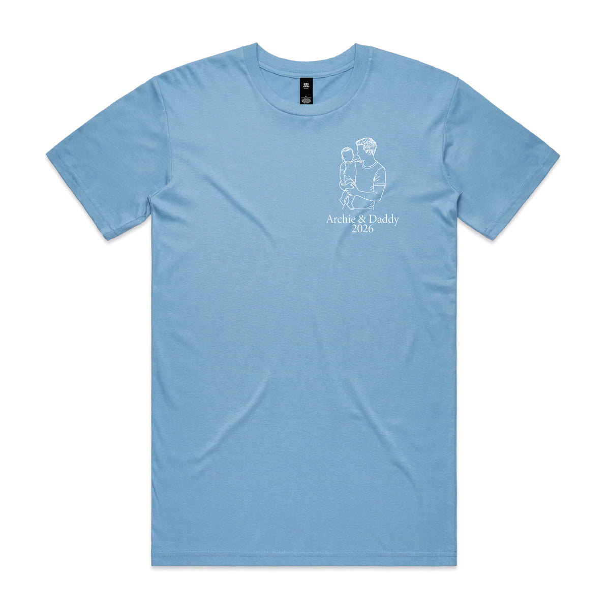 Personalised Dad T-Shirt – Line Art Father & Child Names Tee