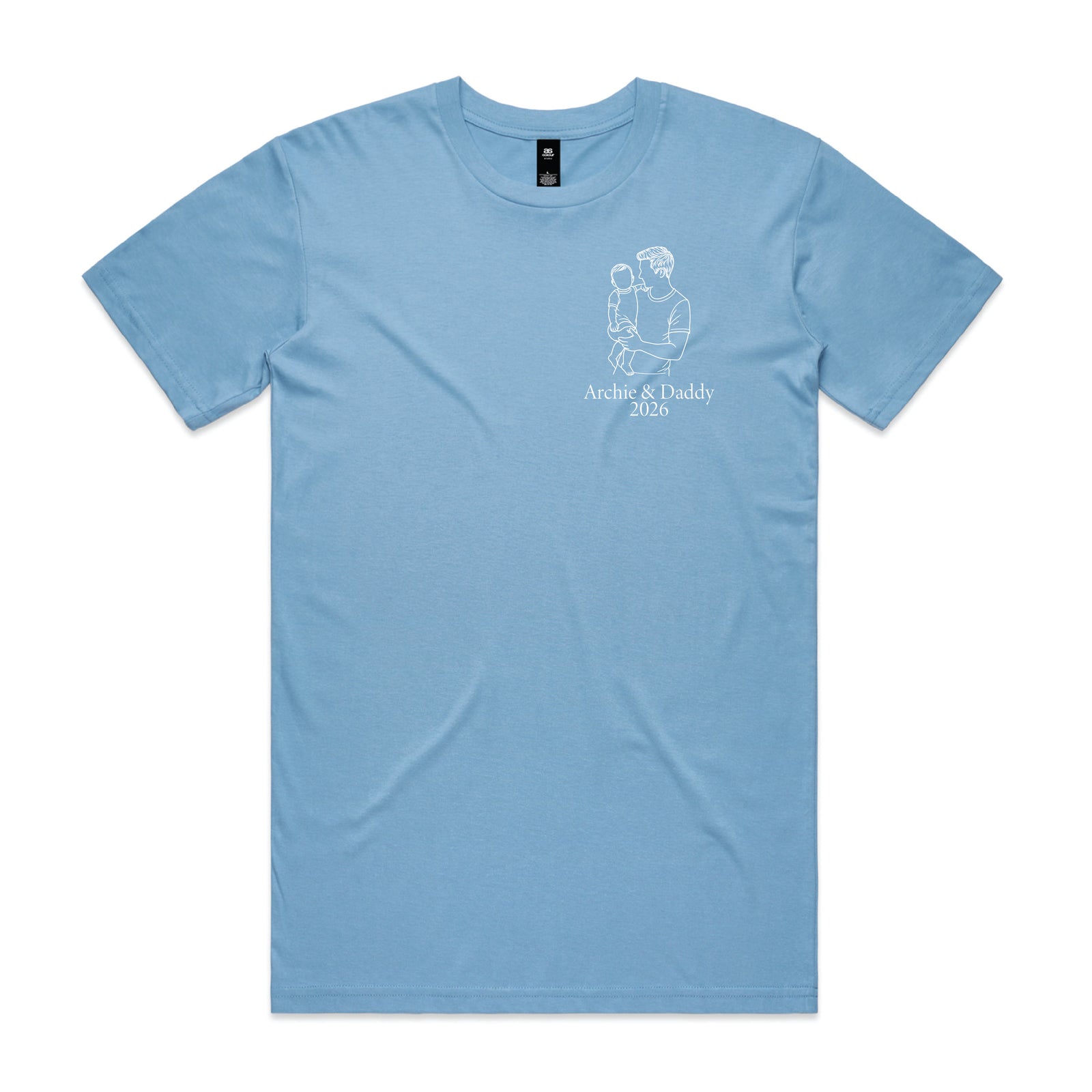 Personalised Dad T-Shirt – Line Art Father & Child Names Tee