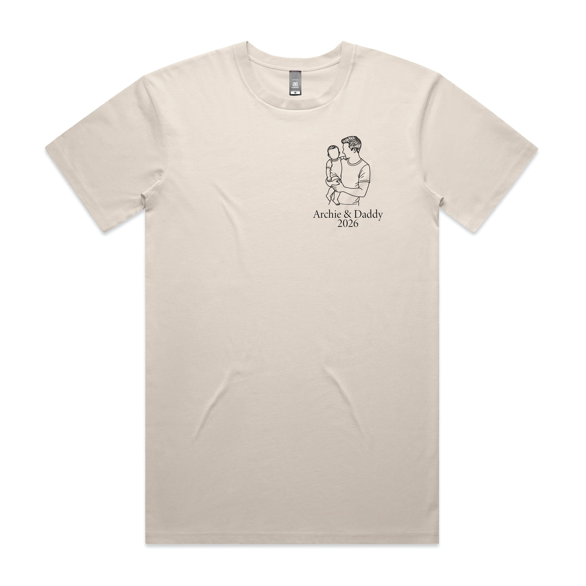 Personalised Dad T-Shirt – Line Art Father & Child Names Tee