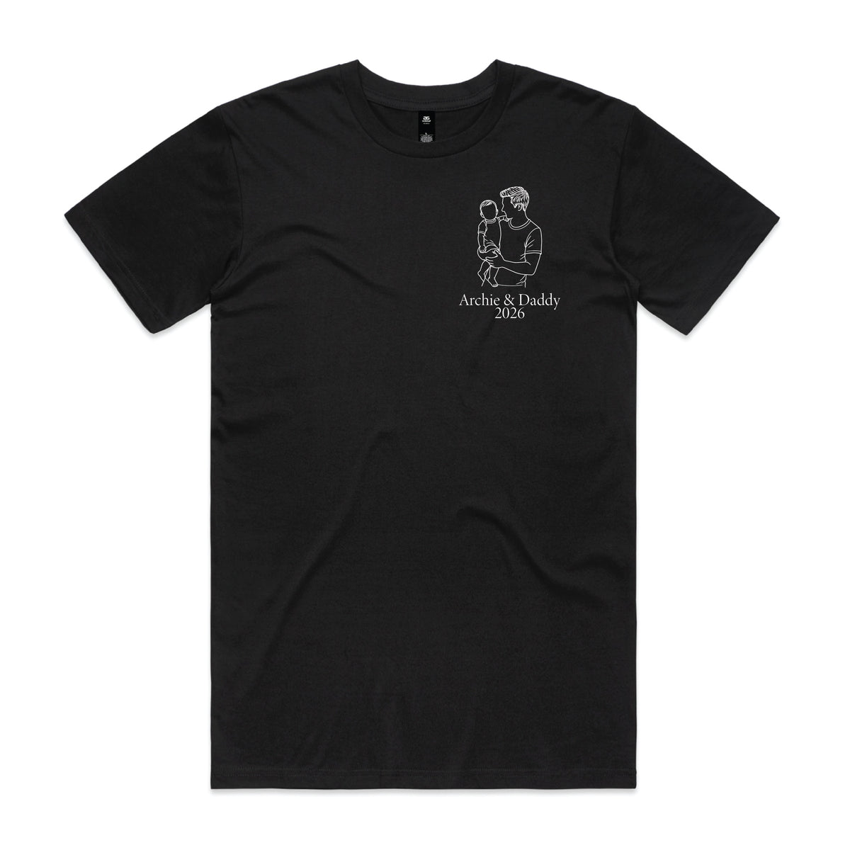 Personalised Dad T-Shirt – Line Art Father & Child Names Tee