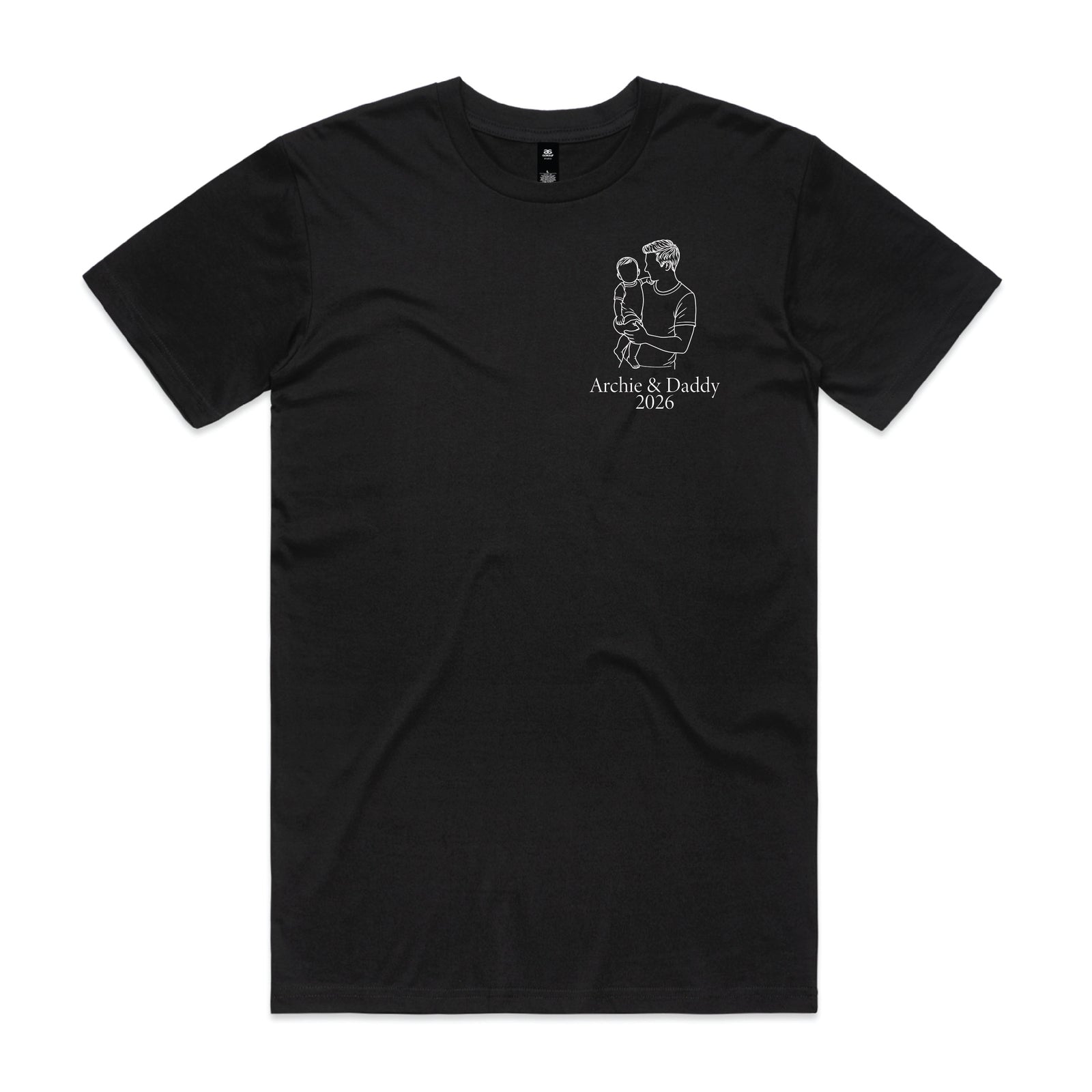 Personalised Dad T-Shirt – Line Art Father & Child Names Tee