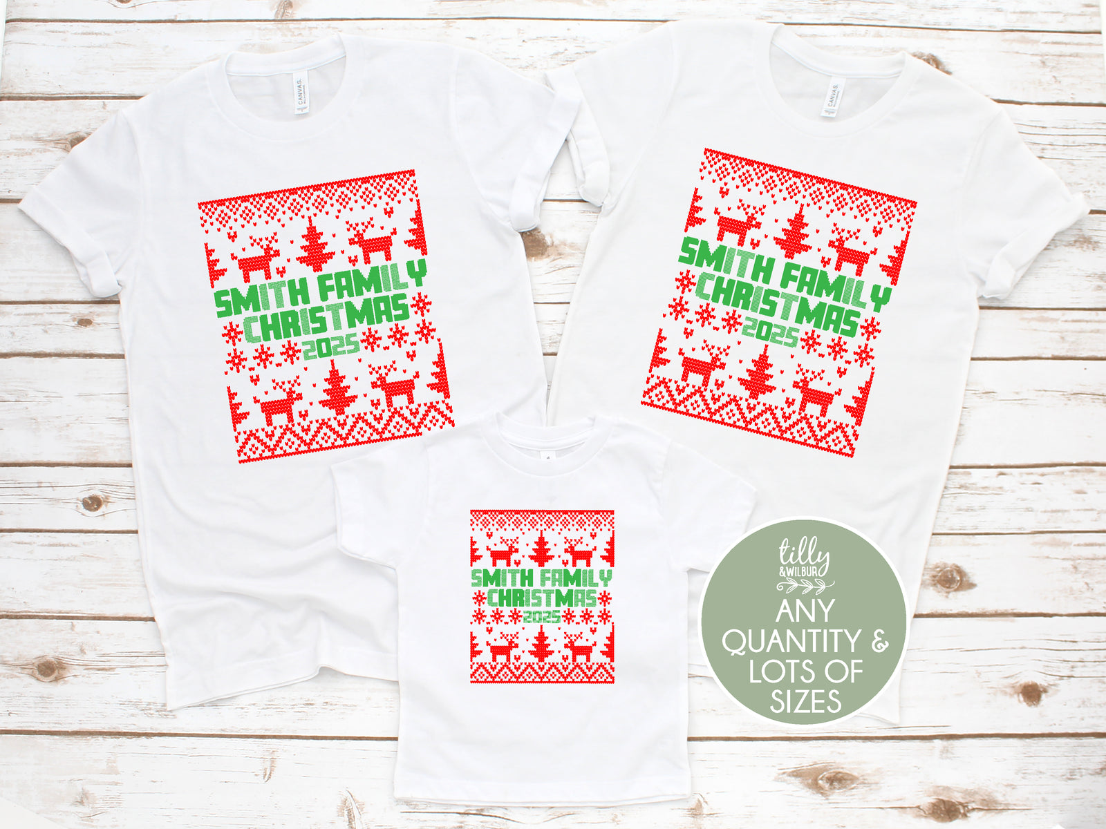 Family Christmas With Custom Name & Year (MORE COLOURS & STYLES)