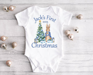 Personalised Peter Rabbit First Christmas Bodysuit