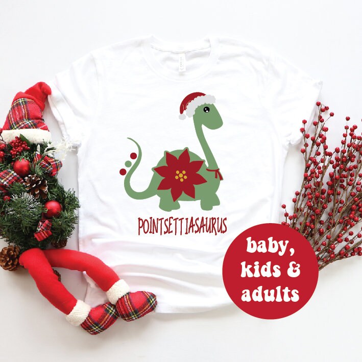 Pointsettasaurus Dinosaur Christmas (MORE COLOURS &amp; STYLES)