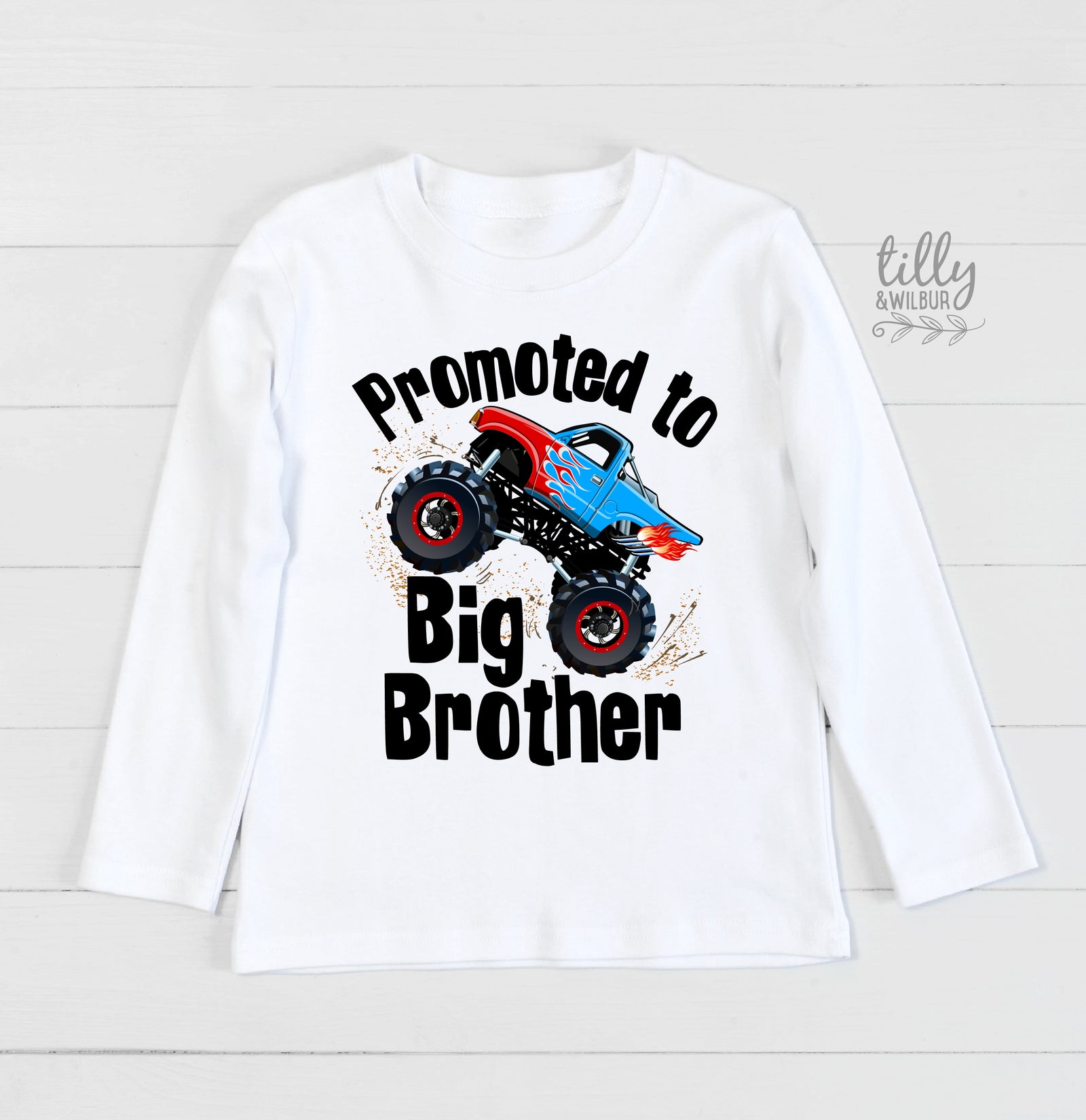 Promoted to Big Brother Monster Truck Shirt | Big Brother Announcement Shirt | Truck Kids T-Shirt Australia
