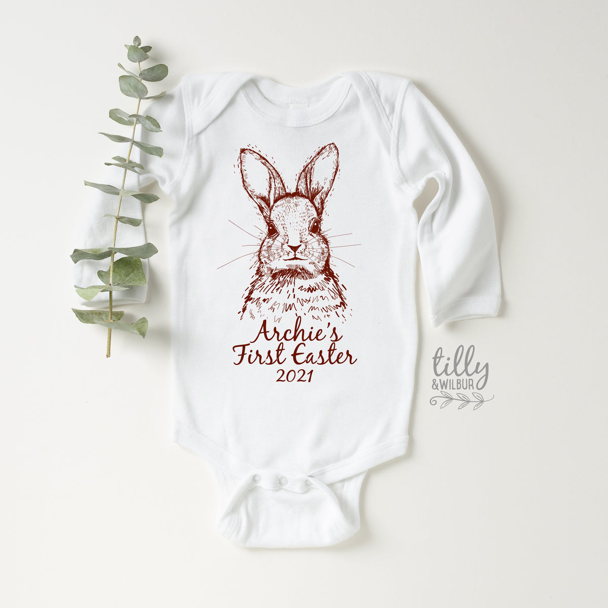 Personalised First Easter Bunny Bodysuit – Custom Name & Year Baby Easter Outfit