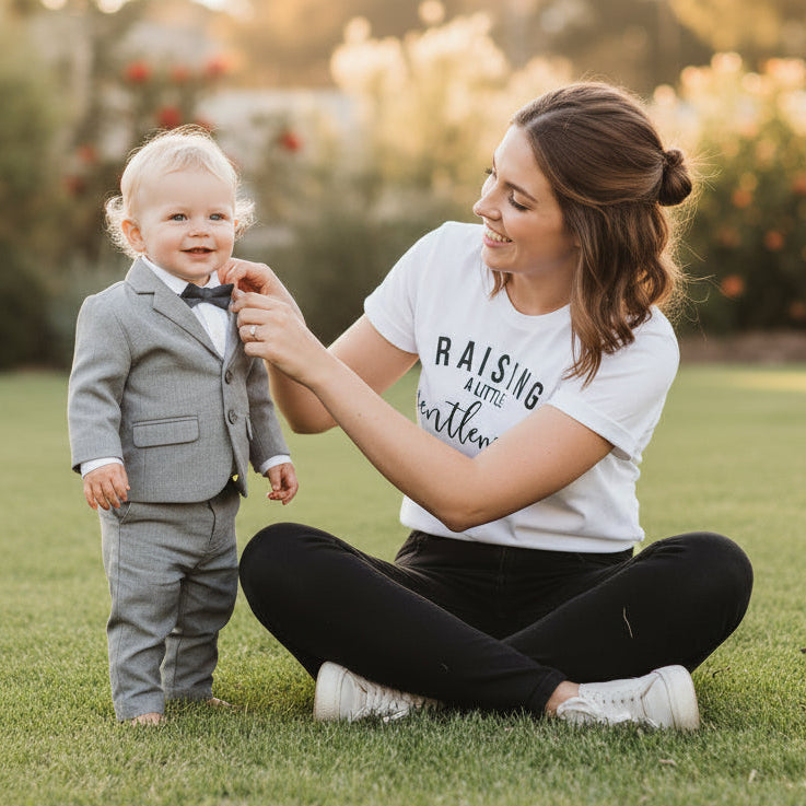raising a little gentleman shirt, mum and baby outfit, boy mum t-shirt, newborn mum shirt, mothers day gift baby boy