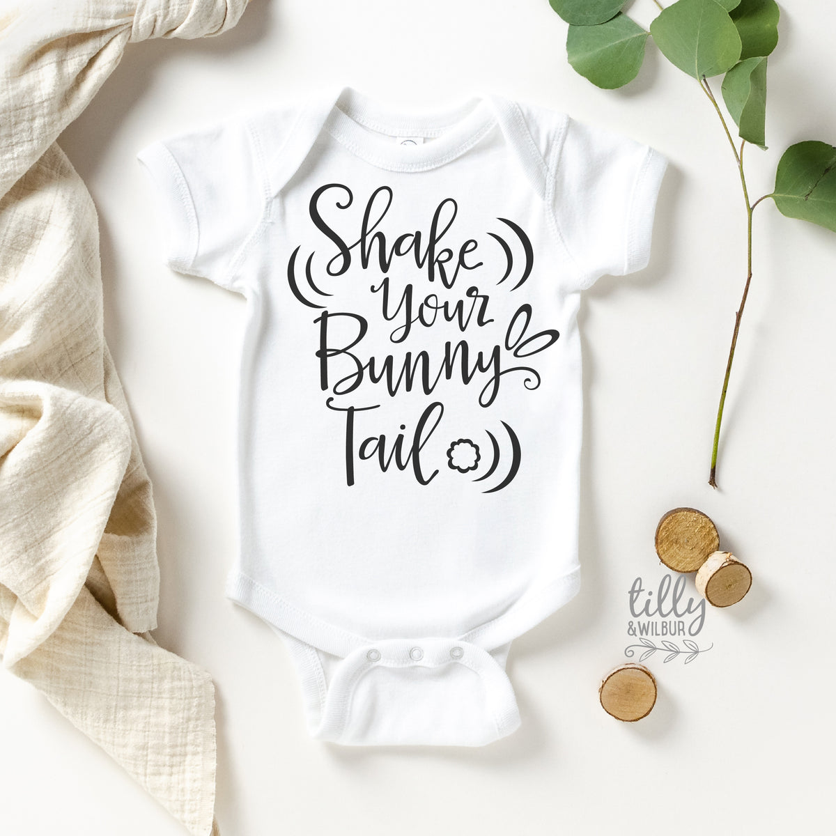 Shake Your Bunny Tail Easter Bodysuit | Cute Funny Baby Easter Outfit Newborn Infant Gift