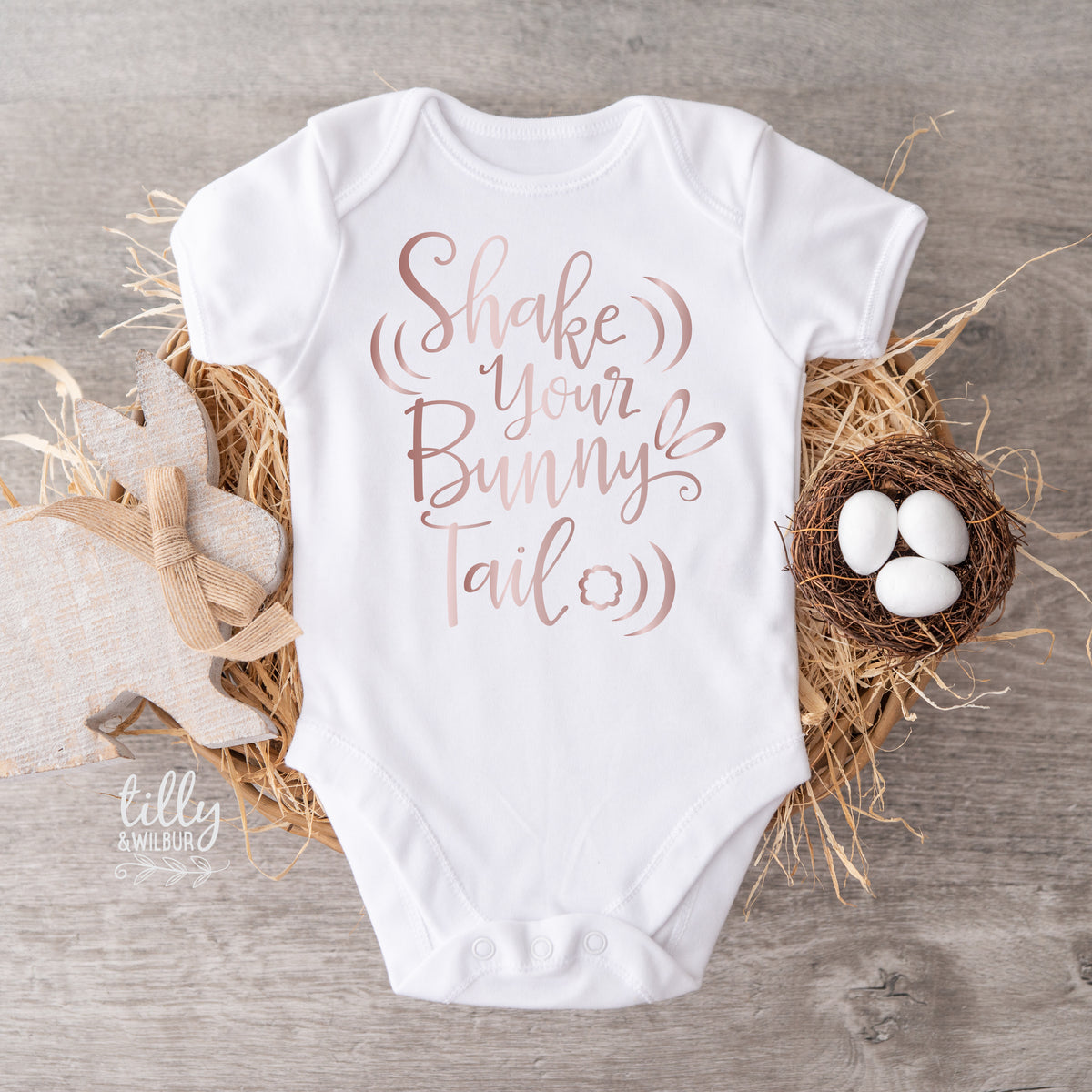 Shake Your Bunny Tail Easter Bodysuit | Cute Funny Baby Easter Outfit Newborn Infant Gift