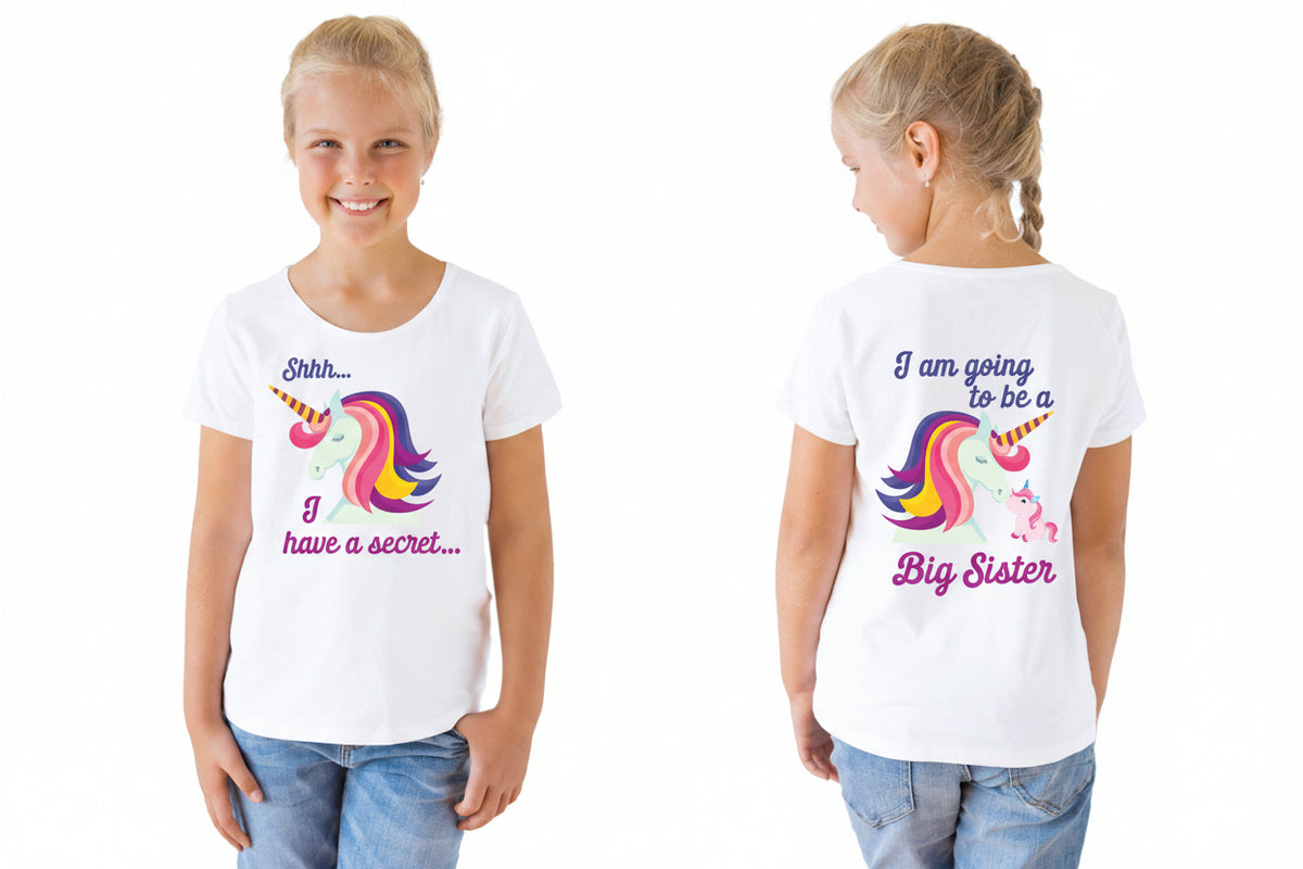Unicorn Big Sister Announcement T-Shirt – Reveal Tee