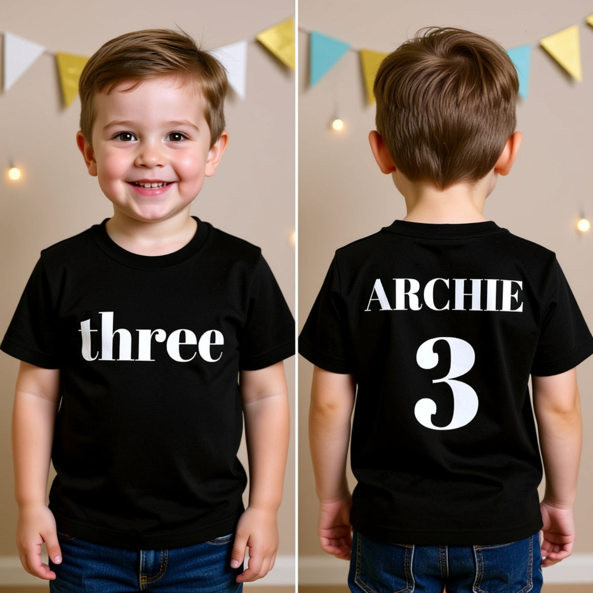 Three With Custom Name (MORE COLOURS &amp; STYLES)