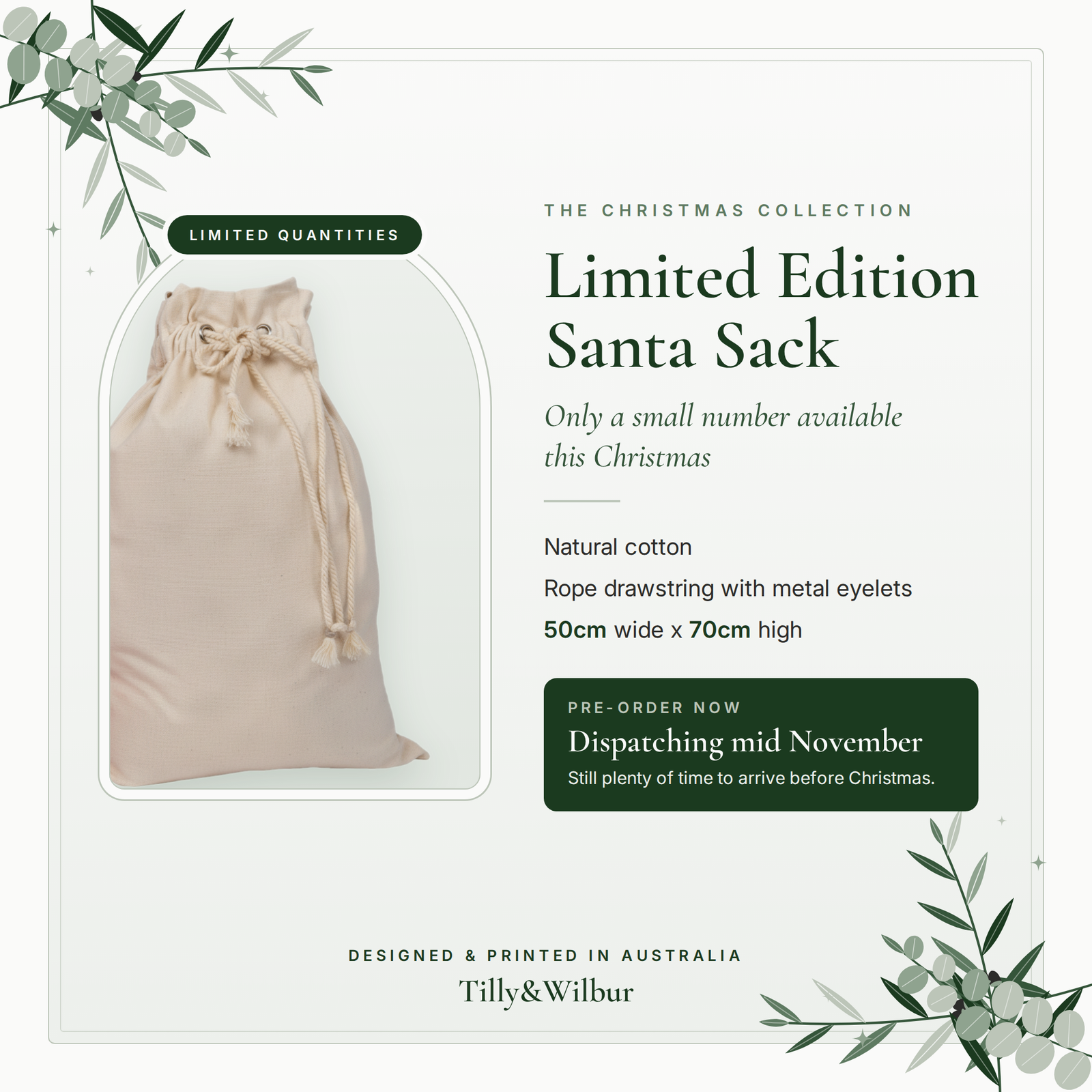 Personalised Santa Sack - Initial and Santa Design