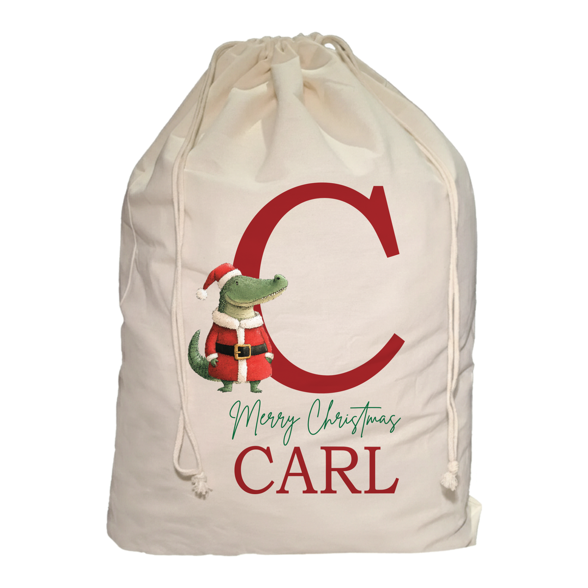 Personalised Santa Sack - Initial and Crocodile Design