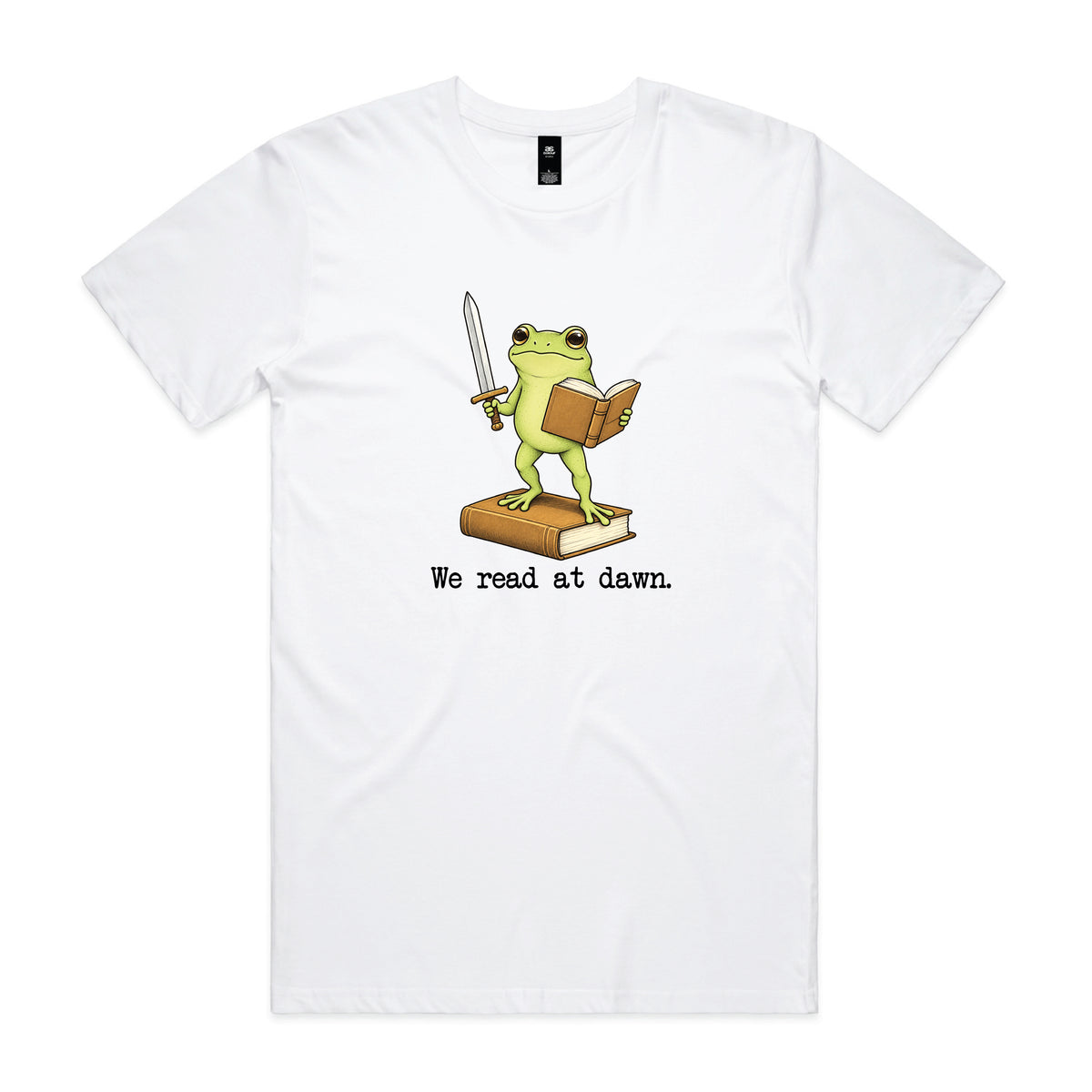 Book Lover T-Shirt – We Read At Dawn Sword Frog Reader Tee