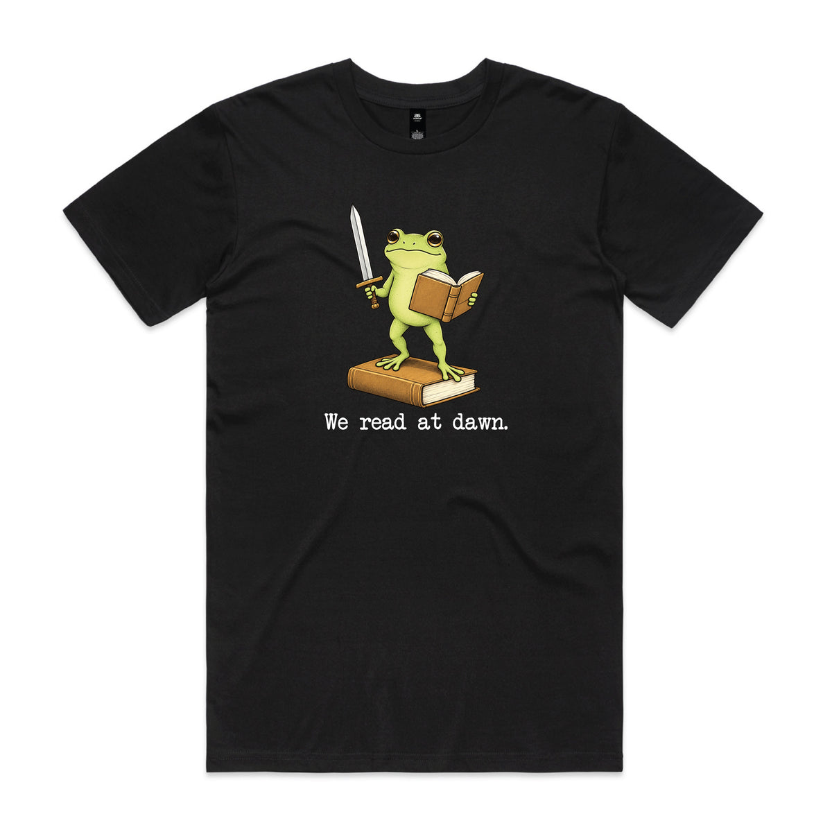 Book Lover T-Shirt – We Read At Dawn Sword Frog Reader Tee