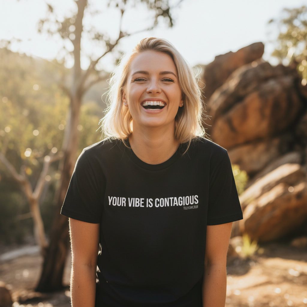 Your Vibe Is Contagious Tee – Statement Slogan T-Shirt