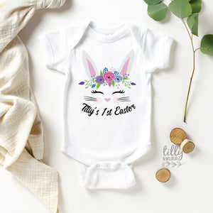 Personalised Floral 1st Easter Baby Bodysuit