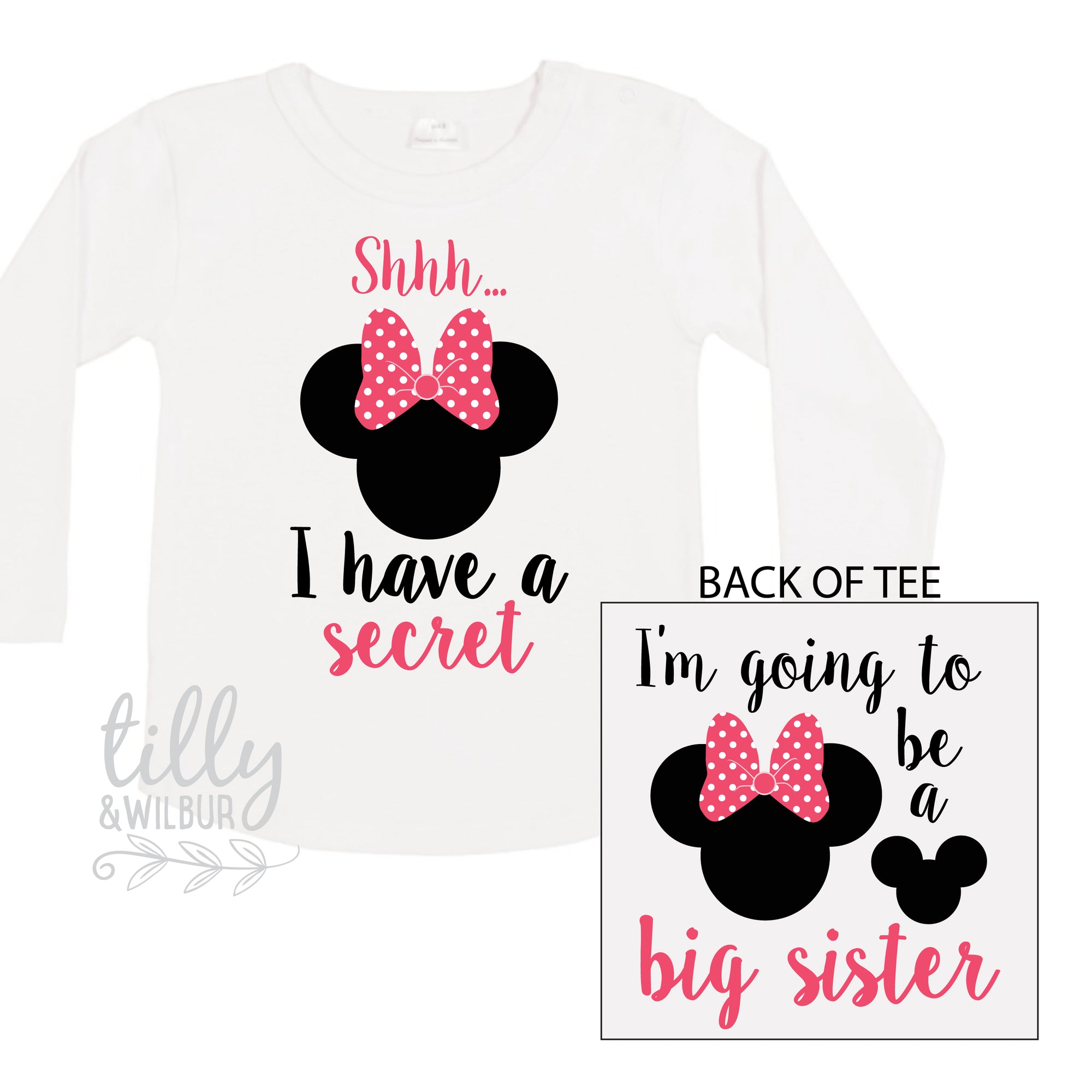 Shhh I Have A Secret, I'm Going To Be A Big Sister Long Sleeve Tee
