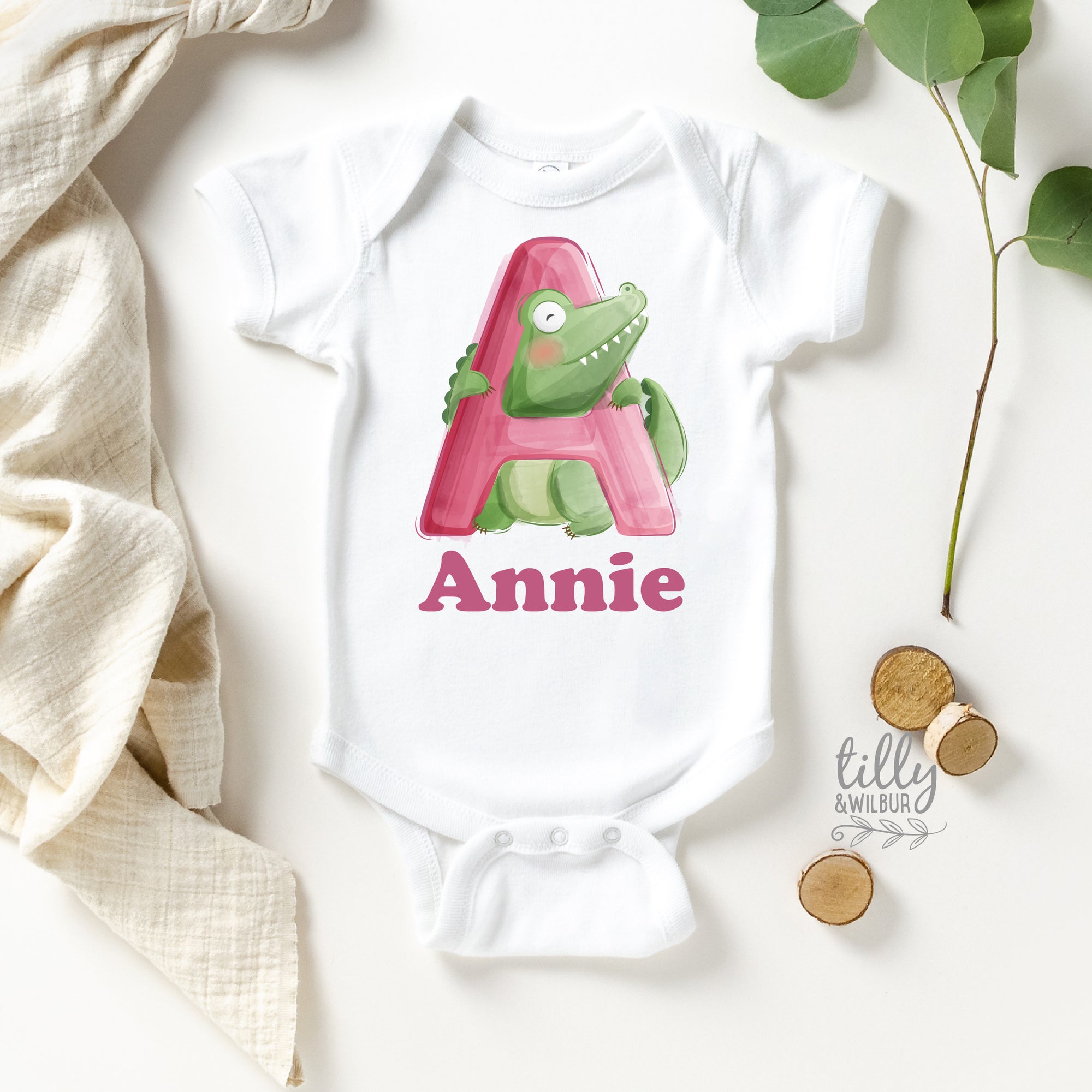 A Is For Alligator Alphabet Baby Bodysuit