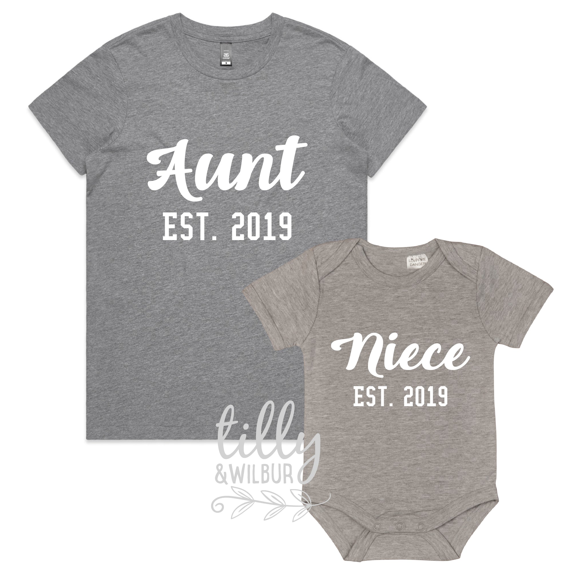 Personalised Aunt Est. & Niece Est. Matching Set