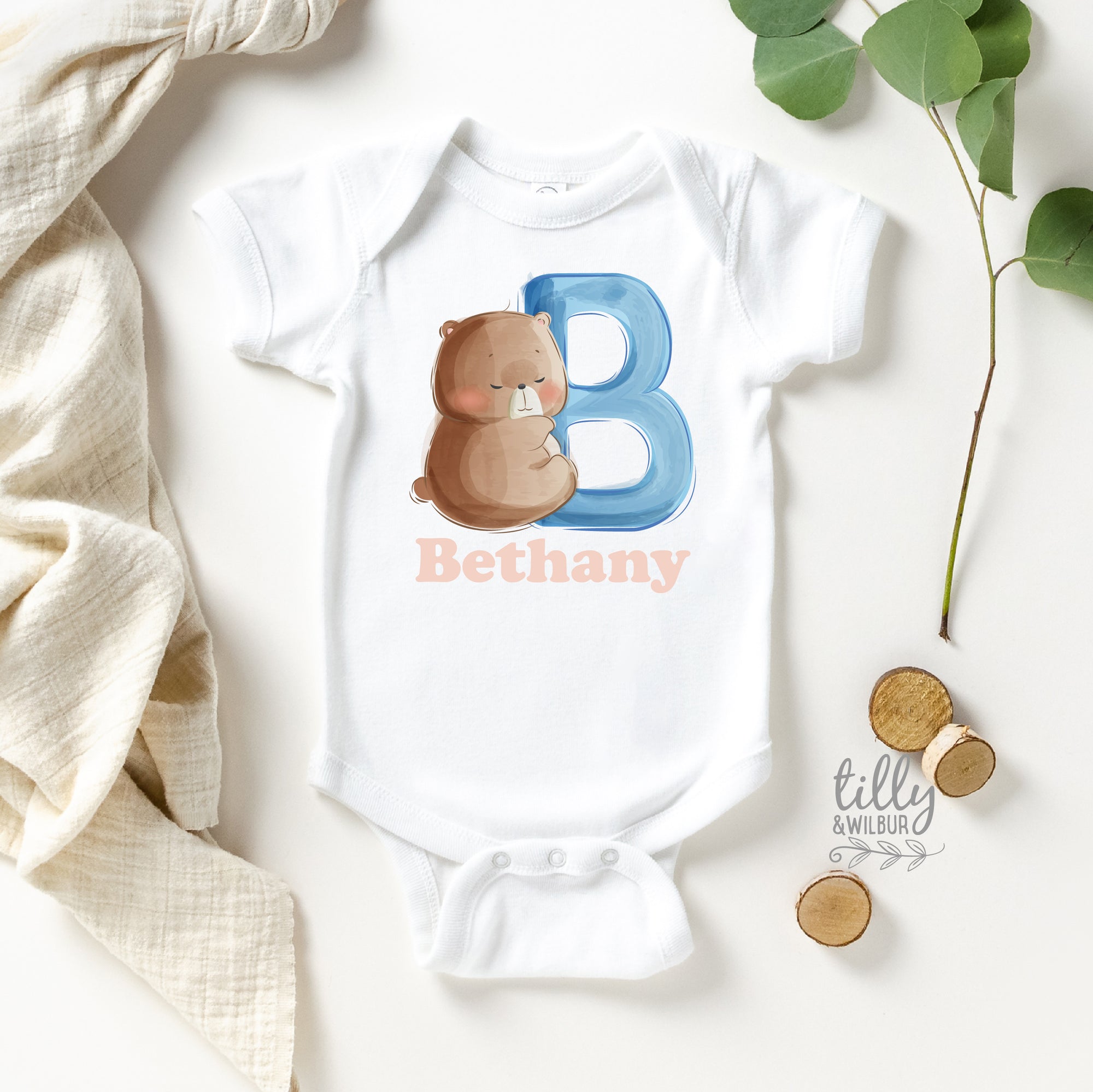 B Is For Bear Alphabet Baby Bodysuit