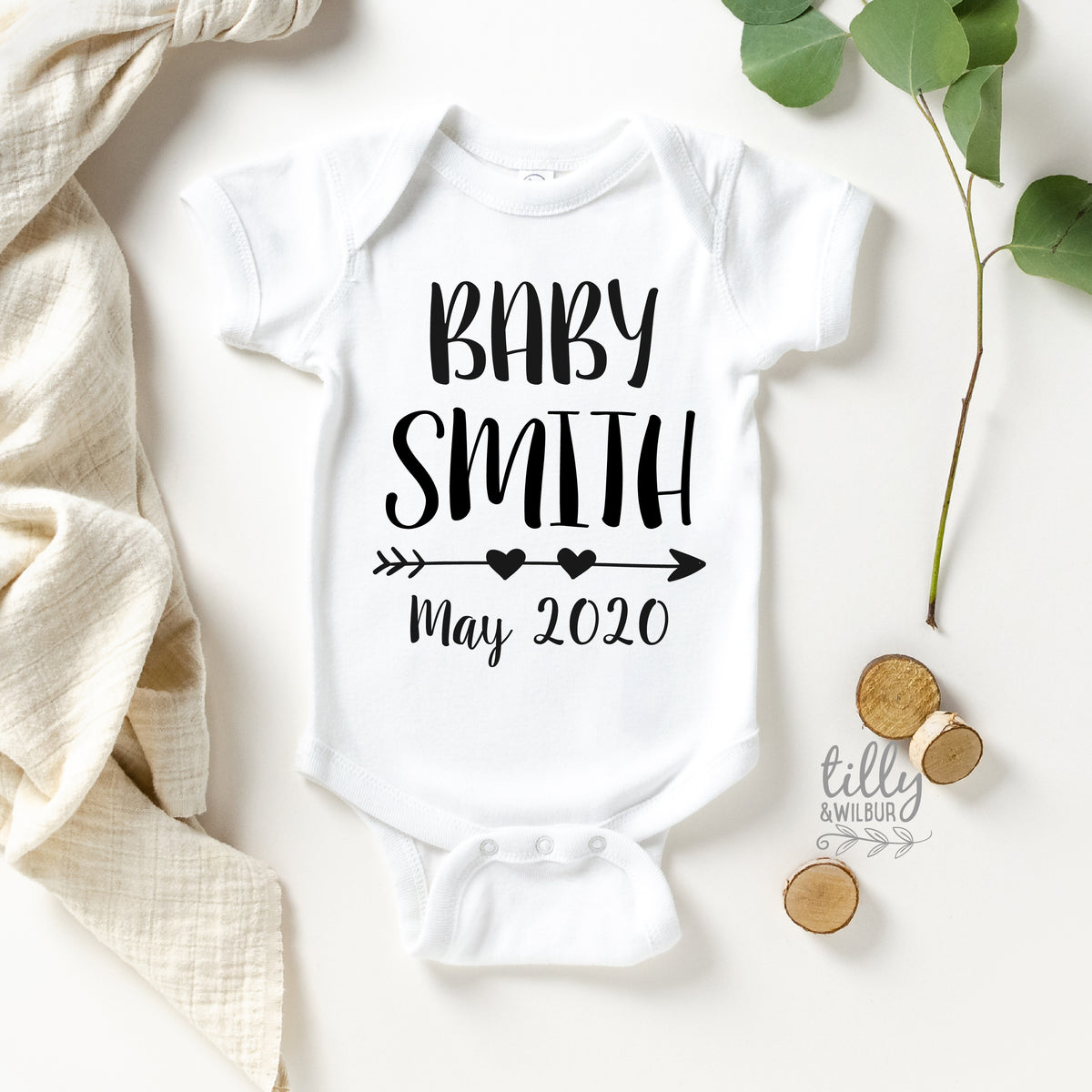 Pregnancy Announcement Bodysuit With Custom Name &amp; Due Date (MORE COLOURS &amp; STYLES)