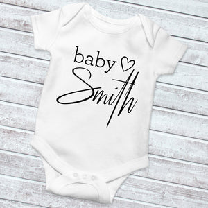 Baby "Surname" Pregnancy Announcement Bodysuit Or Newborn Gift